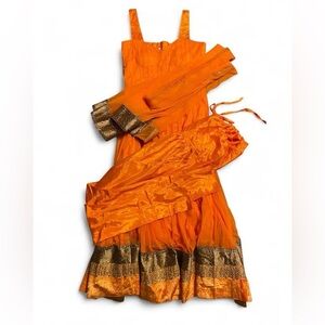 Indian outfit/Dress Leggings and Scarf with Gold Accents